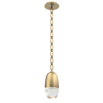 Pebble Oval Chain Pendant - Gilded Brass / Clear