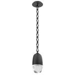 Pebble Diamond Chain Pendant - Matte Black / Clear