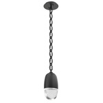 Pebble Oval Chain Pendant - Matte Black / Clear