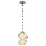 Mesa Rectangular Chain Pendant - Beige Silver / Mesa Amber
