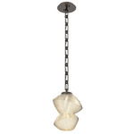 Mesa Rectangular Chain Pendant - Flat Bronze / Mesa Amber