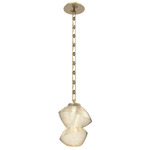Mesa Rectangular Chain Pendant - Gilded Brass / Mesa Amber