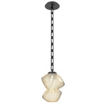Mesa Rectangular Chain Pendant - Matte Black / Mesa Amber
