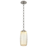 Vessel Diamond Chain Pendant - Beige Silver / Amber