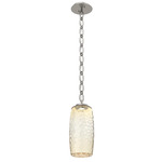Vessel Oval Chain Pendant - Beige Silver / Amber