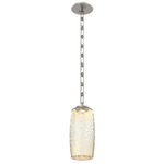 Vessel Rectangular Chain Pendant - Beige Silver / Amber