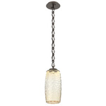 Vessel Diamond Chain Pendant - Flat Bronze / Amber