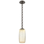 Vessel Oval Chain Pendant - Flat Bronze / Amber
