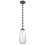 Vessel Rectangular Chain Pendant - Flat Bronze / Clear
