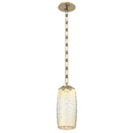Vessel Rectangular Chain Pendant - Gilded Brass / Amber