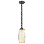 Vessel Rectangular Chain Pendant - Matte Black / Amber