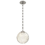 Gaia Rectangular Chain Pendant - Beige Silver / Amber