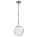 Gaia Rectangular Chain Pendant - Beige Silver / Clear