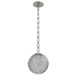Gaia Oval Chain Pendant - Beige Silver / Smoke