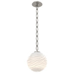 Gaia Oval Chain Pendant - Beige Silver / White