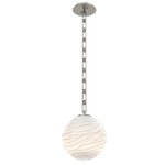 Gaia Rectangular Chain Pendant - Beige Silver / White