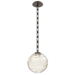 Gaia Rectangular Chain Pendant - Flat Bronze / Amber