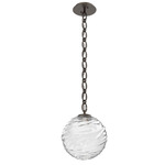 Gaia Oval Chain Pendant - Flat Bronze / Clear