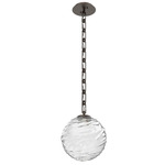 Gaia Rectangular Chain Pendant - Flat Bronze / Clear