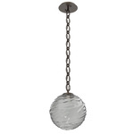 Gaia Oval Chain Pendant - Flat Bronze / Smoke
