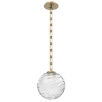 Gaia Rectangular Chain Pendant - Gilded Brass / Clear