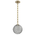 Gaia Oval Chain Pendant - Gilded Brass / Smoke