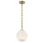 Gaia Oval Chain Pendant - Gilded Brass / White