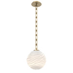 Gaia Rectangular Chain Pendant - Gilded Brass / White