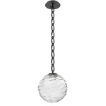 Gaia Oval Chain Pendant - Matte Black / Clear