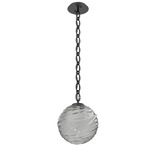 Gaia Oval Chain Pendant - Matte Black / Smoke