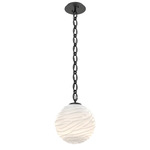 Gaia Oval Chain Pendant - Matte Black / White