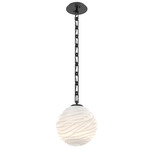 Gaia Rectangular Chain Pendant - Matte Black / White
