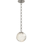 Gaia Oval Chain Pendant - Beige Silver / Amber