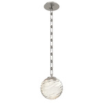 Gaia Rectangular Chain Pendant - Beige Silver / Amber