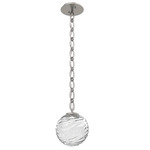 Gaia Oval Chain Pendant - Beige Silver / Clear
