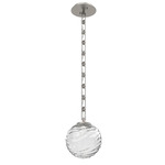 Gaia Rectangular Chain Pendant - Beige Silver / Clear