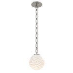 Gaia Oval Chain Pendant - Beige Silver / White