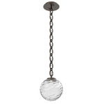 Gaia Oval Chain Pendant - Flat Bronze / Clear
