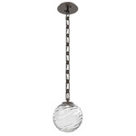 Gaia Rectangular Chain Pendant - Flat Bronze / Clear