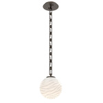 Gaia Rectangular Chain Pendant - Flat Bronze / White