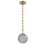 Gaia Oval Chain Pendant - Gilded Brass / Smoke