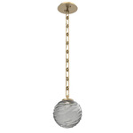 Gaia Rectangular Chain Pendant - Gilded Brass / Smoke