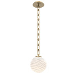 Gaia Rectangular Chain Pendant - Gilded Brass / White