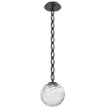 Gaia Oval Chain Pendant - Matte Black / Clear