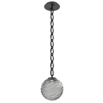 Gaia Oval Chain Pendant - Matte Black / Smoke