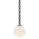 Gaia Oval Chain Pendant - Matte Black / White