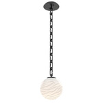 Gaia Rectangular Chain Pendant - Matte Black / White