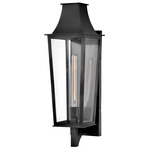 Georgetown Tall Outdoor Wall Sconce - Black / Clear