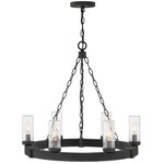 Sawyer 12V Outdoor Chandelier - Black / Clear Seedy