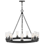 Sawyer 12V Outdoor Chandelier - Black / Clear Seedy